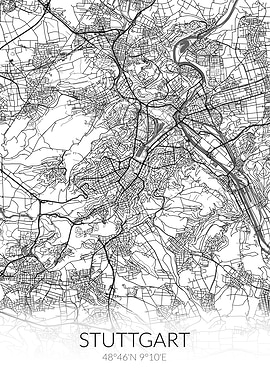 Stuttgart White Black Map