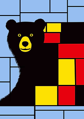 BEAR PAINTING BY MONDRIAN