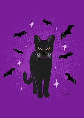 Black Halloween cat