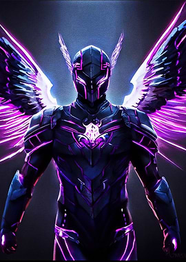 Black Robot Purple Aura