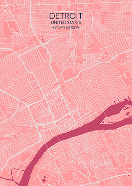 Detroit Pink Rose Map