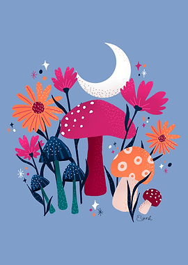 Mushrooms and florals