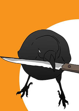 crow with knife