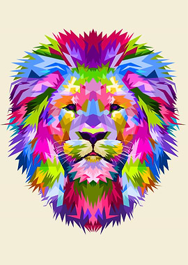 Colorful lion head