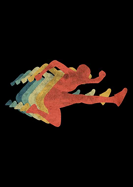 Hurdles Man Running Retro