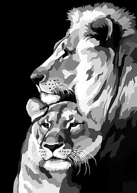 Lion Black and white