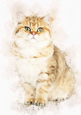 Vintage Cat Watercolor