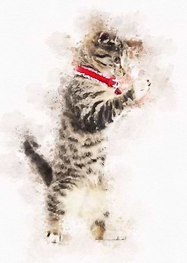 Vintage Cat Watercolor