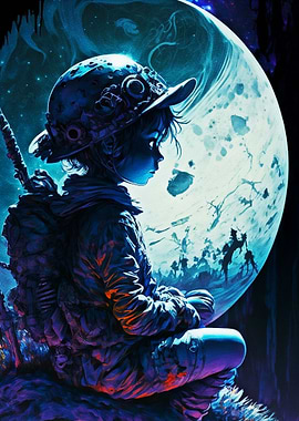 people in hats on the moon