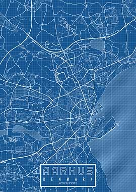 Aarhus City Map Blueprint