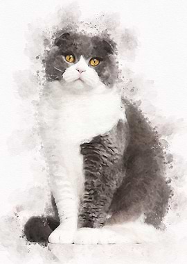 Vintage Cat Watercolor
