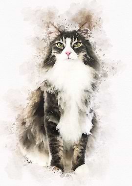 Watercolor Cat Cute