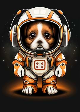 Dog astronaut in space