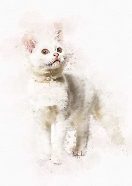 Watercolor Cat Cute