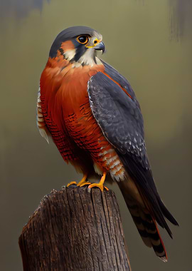 Rednecked Falcon Oil Paint