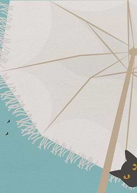 Cat Behind An Umbrella