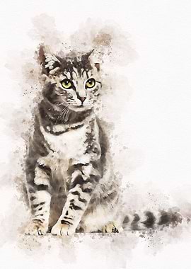 Cute Cat Watercolor