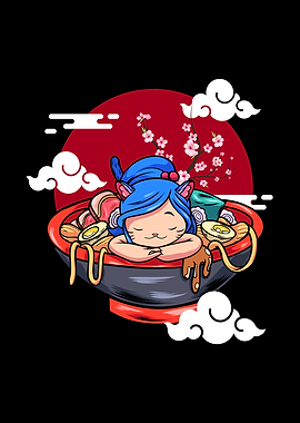 Funny Girl Sleeping Ramen