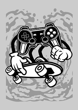 gamer skater cartoon