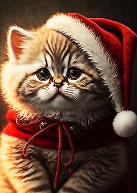 Santa dressed cat