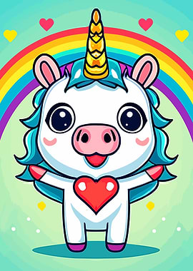 Funny unicorn cute heart
