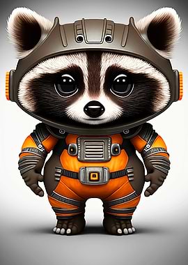 Raccoon astronaut in space