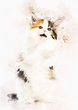 Cute Cat Watercolor