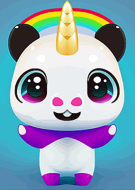 Cute unicorn panda kawaii