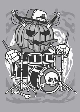 halloween drummer cartoon