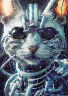 Cyber cat portrait