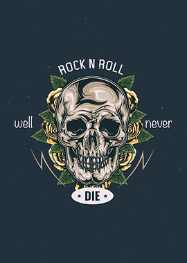 Illustration Skull Flowers