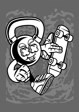 kettle bell skater cartoon