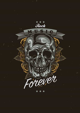 Illustration Skull Flowers