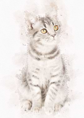 Cute Cat Watercolor