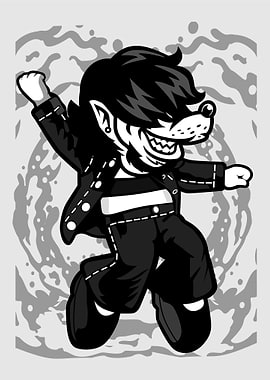 rock and roll wolf cartoon