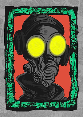 Cyborg Gasmask Punk Robot