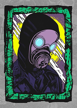 Cyborg Gasmask Punk Robot