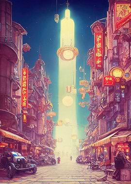 Futuristic fantasy city