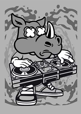 rhino dj cartoon