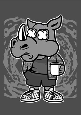 rhino coffee cartoon