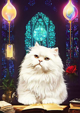 White cat painting