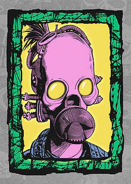 Cyborg Gasmask Punk Robot