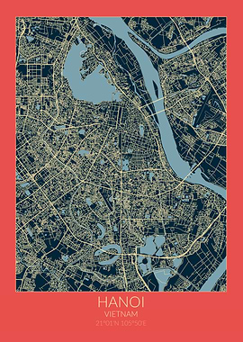 Hanoi Map Red Blue