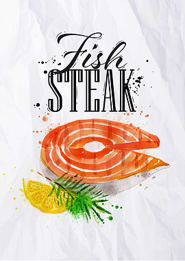 Fish steak watercolor