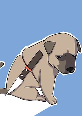 dog with knife