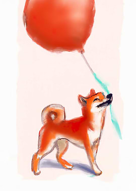 Red Balloon Shiba