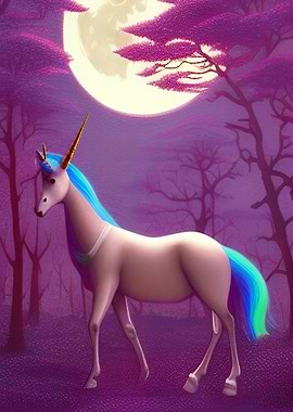 Unicorn Horse by the Moon