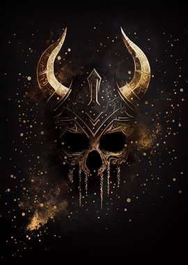 Golden Viking Skull