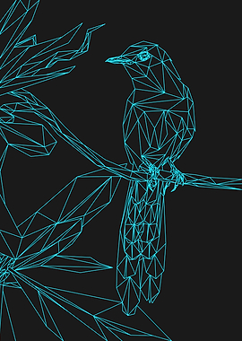 Murai Bird Lowpoly Line