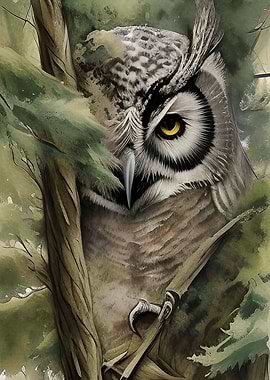 owl and pine